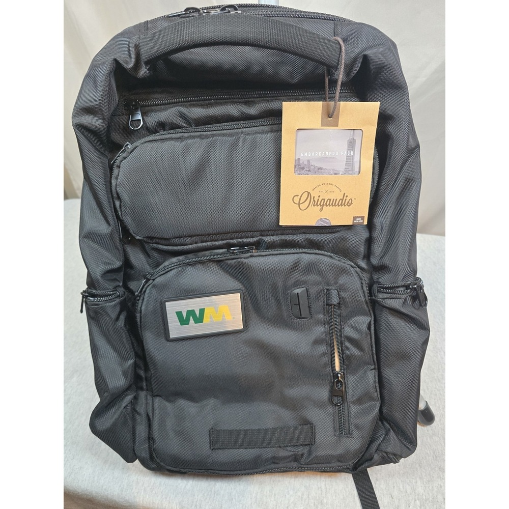 Origaudio Embarcadero Pack Backpack Black 13" Company Logo Ripped Out NWT WM